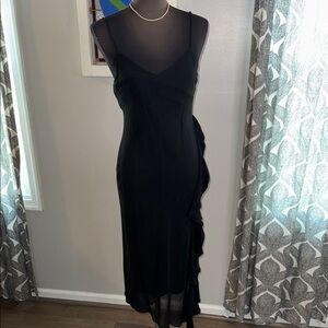 Express 100% Silk Asymmetrical Hemline Ruffled Fairy Maxi Dress